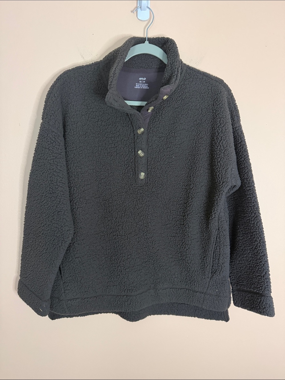 aerie Brown Sherpa Snap-Front Pullover